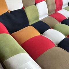 【FU1785】★2人用ソファー カラフル ソファー 家具 クリーニング済 堺市 深井 【ジャングルジャングル深井店】の画像