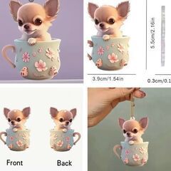 チワワ/ティーカップアクリルキーホルダー（新品）の画像