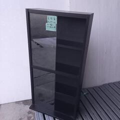 ☆4段ガラス扉付本棚　木製　黒☆