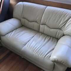 【FU1787】★ソファー2人用 ホワイト 白 合皮 家具 クリ...