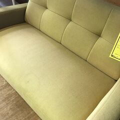 【ジャングルジャングル深井店】★ソファー(足なし) グリーン 布 2人用 家具 堺市 深井 【FU1791】の画像