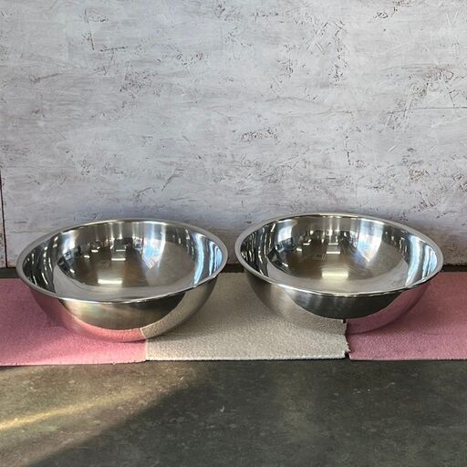 18-8 STAINLESS STEEL ステンレス製 ミキシングボール 50φ 内径500×深さ185 厨房用品 調理器具 2個セット まとめ売り 特大 ② Y0790