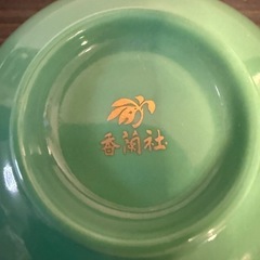 【皇室御用達】展示品 香蘭社 グリーン カトレア 金彩 湯呑み 5客セットの画像