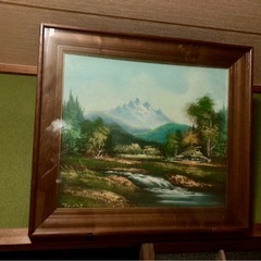 絵画　風景画　日本の風景　飾り　雪山　アプルス山脈　古民家　アン...