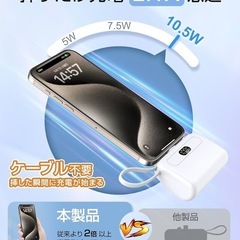 新品未使用　モバイルバッテリー 軽量 小型 12000ｍAh大容量 2.1A急速充電の画像