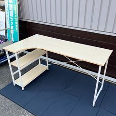 サイドラック付L字形パソコンデスク（幅140cm）の画像