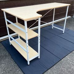 サイドラック付L字形パソコンデスク（幅140cm）の画像