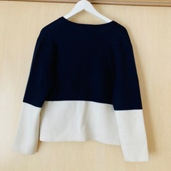 新品　メイメイ　meimei カーディガン　カシミヤ　バイカラー　M L 紺の画像