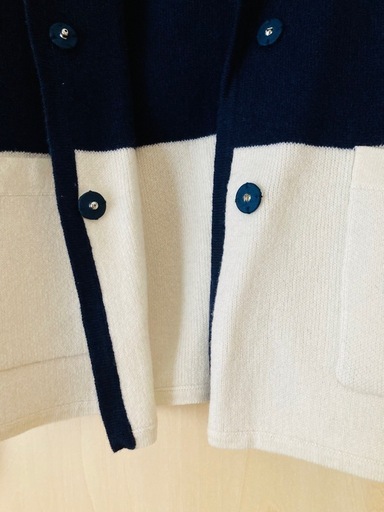 新品 メイメイ meimei カーディガン カシミヤ バイカラー M L 紺 新品