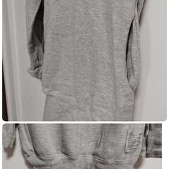 【新品未使用!!】ボア付パーカー フリーサイズ フード付 グレー レディース トレーナー の画像