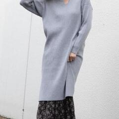 【再値下げ!!】リブニットワンピース フリーサイズ ディスコート...