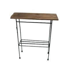 【ジ 0122-70】スリムで少し背が高い ちょい置き細長テーブル 2個セット 別売り可能 一部シール跡あり木目調 レトロ おしゃれの画像