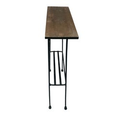 【ジ 0122-70】スリムで少し背が高い ちょい置き細長テーブル 2個セット 別売り可能 一部シール跡あり木目調 レトロ おしゃれの画像