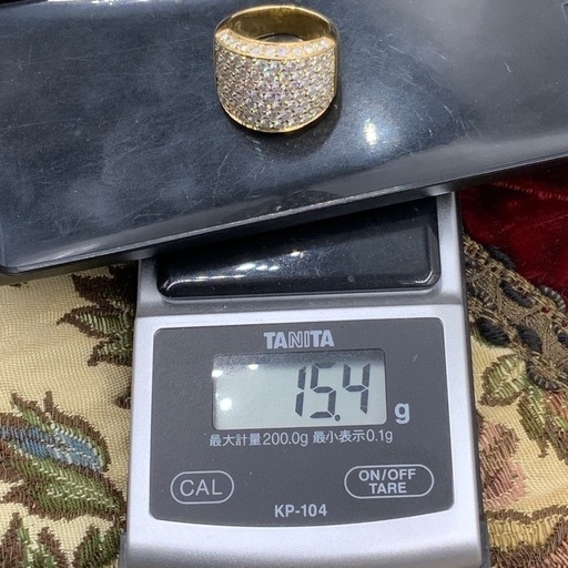 K18 パヴェダイヤ　リング　4ct 15.4g 約13号　4ctUP