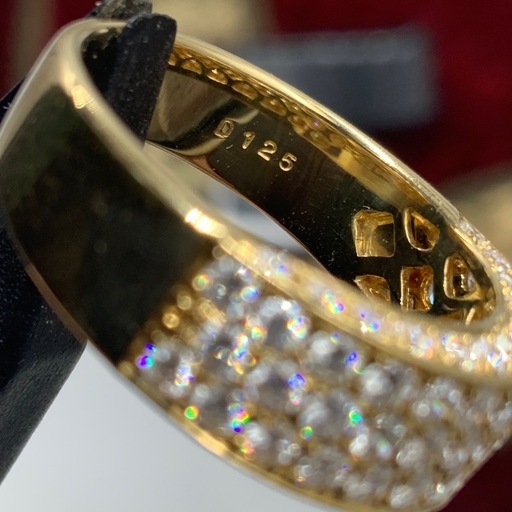 K18 パヴェダイヤ　リング　ハーフエタニティ　5.2g 約11.5号　 1.25ct