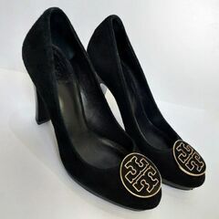 極美品【Tory Burch】ベルベット ゴールド ハイヒール 24.5cmの画像