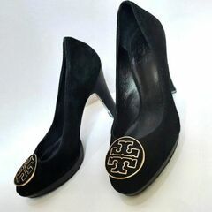 極美品【Tory Burch】ベルベット ゴールド ハイヒール 24.5cmの画像