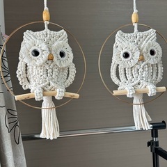 フクロウ　マクラメ　ハンドメイドの画像