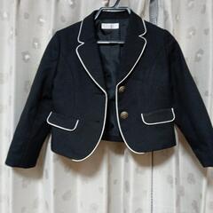 120cm ELLE en noir入学式ブレザー 、白ワイシャツ、リボン、スカートセットの画像