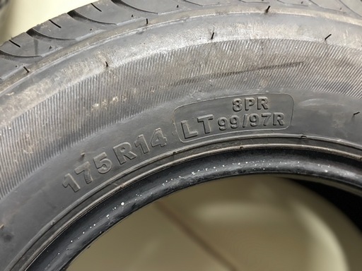 175R14LT8PR バン、トラック用新車外し2本タイヤのみ