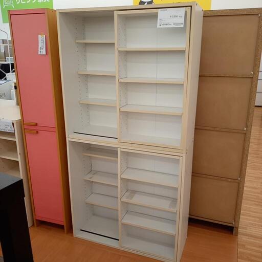 ★ジモティ割あり★ スライド式本棚　ホワイト　クリーニング済　YJ5106