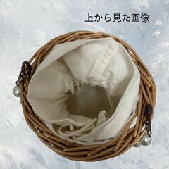 中古 パール ラウンド かご バッグ  S_019の画像