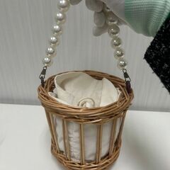中古 パール ラウンド かご バッグ  S_019の画像