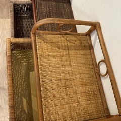 籐家具　3段　ラタンチェスト　大小2点の画像