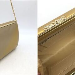 ss7211　 和装小物 2点セット ゴールド 草履 鞄 桐箱入り 金糸 刺繍 皮螺鈿 華やか お祝い 和服 礼服 着物用 女性用 バッグ ぞうり 和装小物 中古の画像
