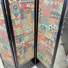 アジアンテイスト柄 パーテーション 3連 衝立 高さ180cm の画像