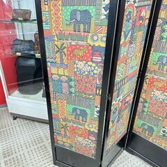 アジアンテイスト柄 パーテーション 3連 衝立 高さ180cm の画像