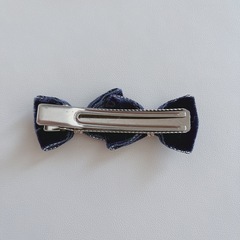 ベアロ生地　リボン　ヘアクリップの画像