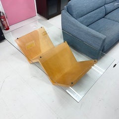 【超美品‼️】定価18万♪ アルフレックス 150cm幅センターテーブル モンターニャ ローテーブル リビング 天板ガラス オーク材ブラウン♪の画像