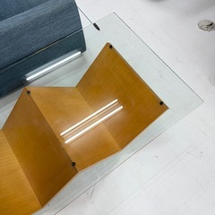 【超美品‼️】定価18万♪ アルフレックス 150cm幅センターテーブル モンターニャ ローテーブル リビング 天板ガラス オーク材ブラウン♪の画像