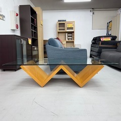 【超美品‼️】定価18万♪ アルフレックス 150cm幅センターテーブル モンターニャ ローテーブル リビング 天板ガラス オーク材ブラウン♪の画像