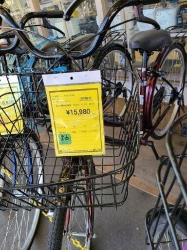 J6604　asahi　アサヒサイクル　シティサイクル　CLOVE　ワインレッド　26インチ　ダイナモライト　★店頭にて試乗可★ 簡易クリーニング済　【リユースのサカイ柏店】　 中古自転車 　流山市  松戸市 我孫子市 鎌ヶ谷市 船橋市 守谷市 取手市