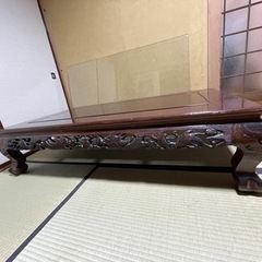 唐家具 中国 骨董 座卓 鳳凰 彫刻 アンティーク 直径91cm