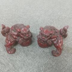 シーサーの置物2個  木製【1月まで】  