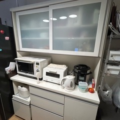 美品　食器棚　引き出し　ホワイトの画像