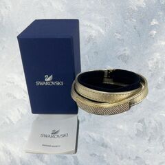 新品未使用 スワロフスキー(SWAROVSKI ) レザーブレスレット ゴールドの画像