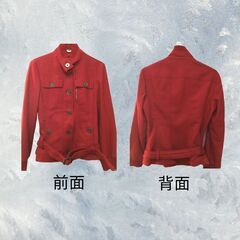 美品”HUGO BOSS/長袖ジャケット/赤/袖口リブ/S-Mサイズ相当/ D_020の画像