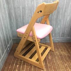 ss7219　カリモク デスクチェア ピーチピンク×ピュアオーク キャスター付き XT0901PS karimoku 学習椅子 桃 足元収納 高さ調整可 子供部屋 勉強 椅子 イス 学習いす 中古の画像