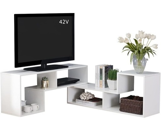 Vanlent テレビ台 ローボード 伸縮幅1050~2100mm コーナー 角度調整 32~62V型対応 簡単組立 (ホワイト)