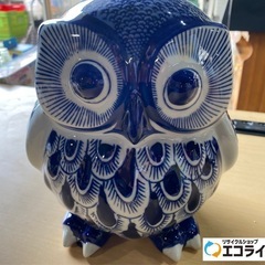 陶器　フクロウ置物　貯金箱
