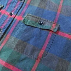 90s L.L.Bean CHAMOIS CLOTH SHIRT タータンチェック コットン シャモアクロスシャツ XL-Tの画像