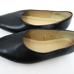 【極美品】１度のみ着用  ソフトレザー パンプス ローヒール Sサイズ 約22.5cm 黒 ブラックの画像