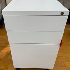 3段キャビネット　ワゴン　スチール製　事務用　デスクワゴン　ホワ...
