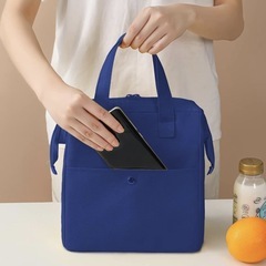 【新品】保温 お弁当袋 保冷バッグ ランチバッグ 小さめおしゃれ ブルー 8L の画像