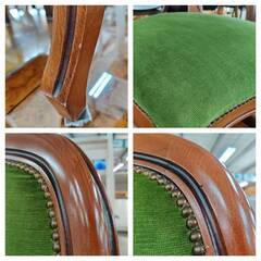 【愛品倶楽部柏店】ダイニングチェア2脚セット クラシック調 鋲打ち 猫脚の画像