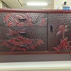 ☆値下げ☆W2501-475 3段収納 小たんす 鎌倉彫 キズ ...